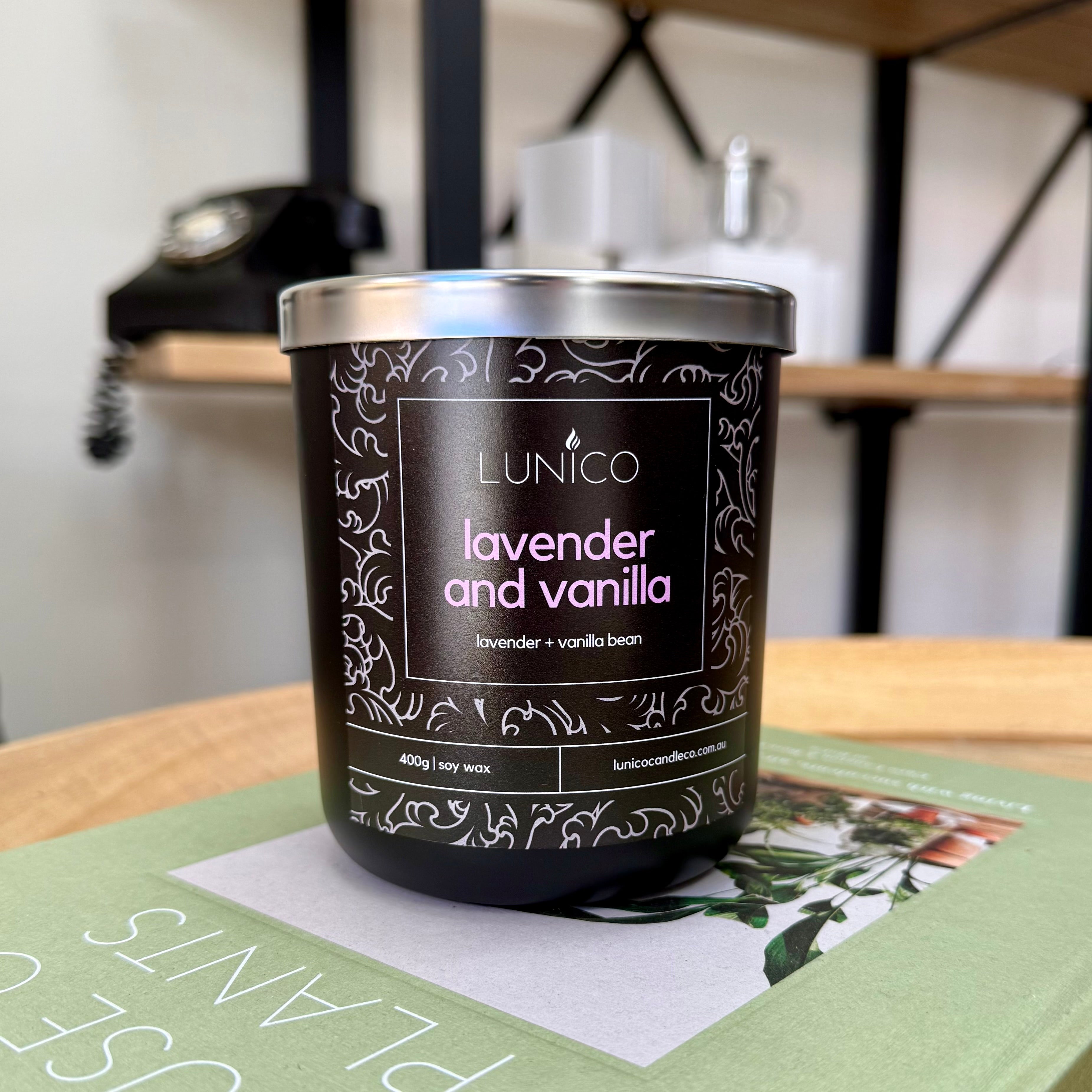 Lavender and Vanilla Soy Candle - Lunico Candle Co.