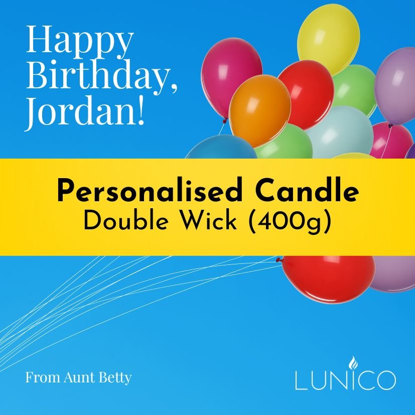 Personalised Candle (Double Wick) - Lunico Candle Co.