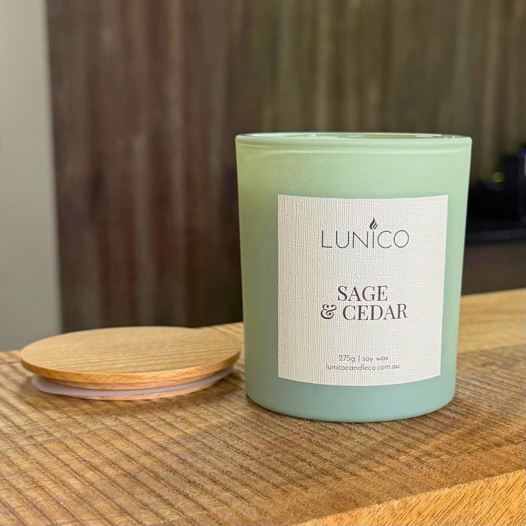 Sage & Cedar Soy Candle - Lunico Candle Co.