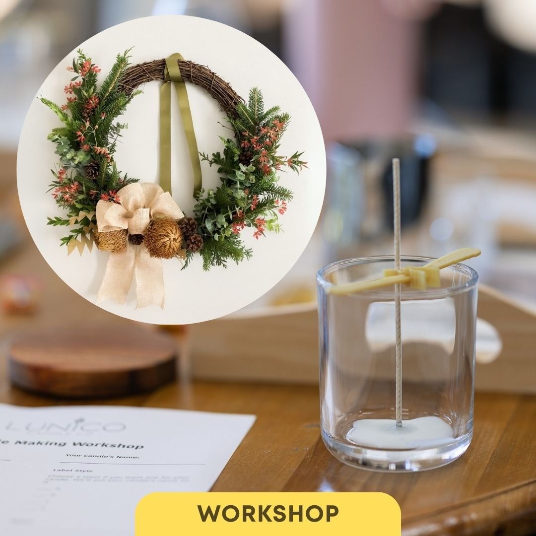 Christmas Wreath + Candle Making Workshop - Lunico Candle Co.