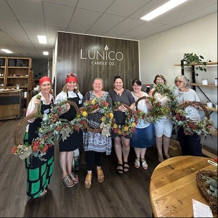 Candle + Christmas Wreath Making Workshop - Lunico Candle Co.