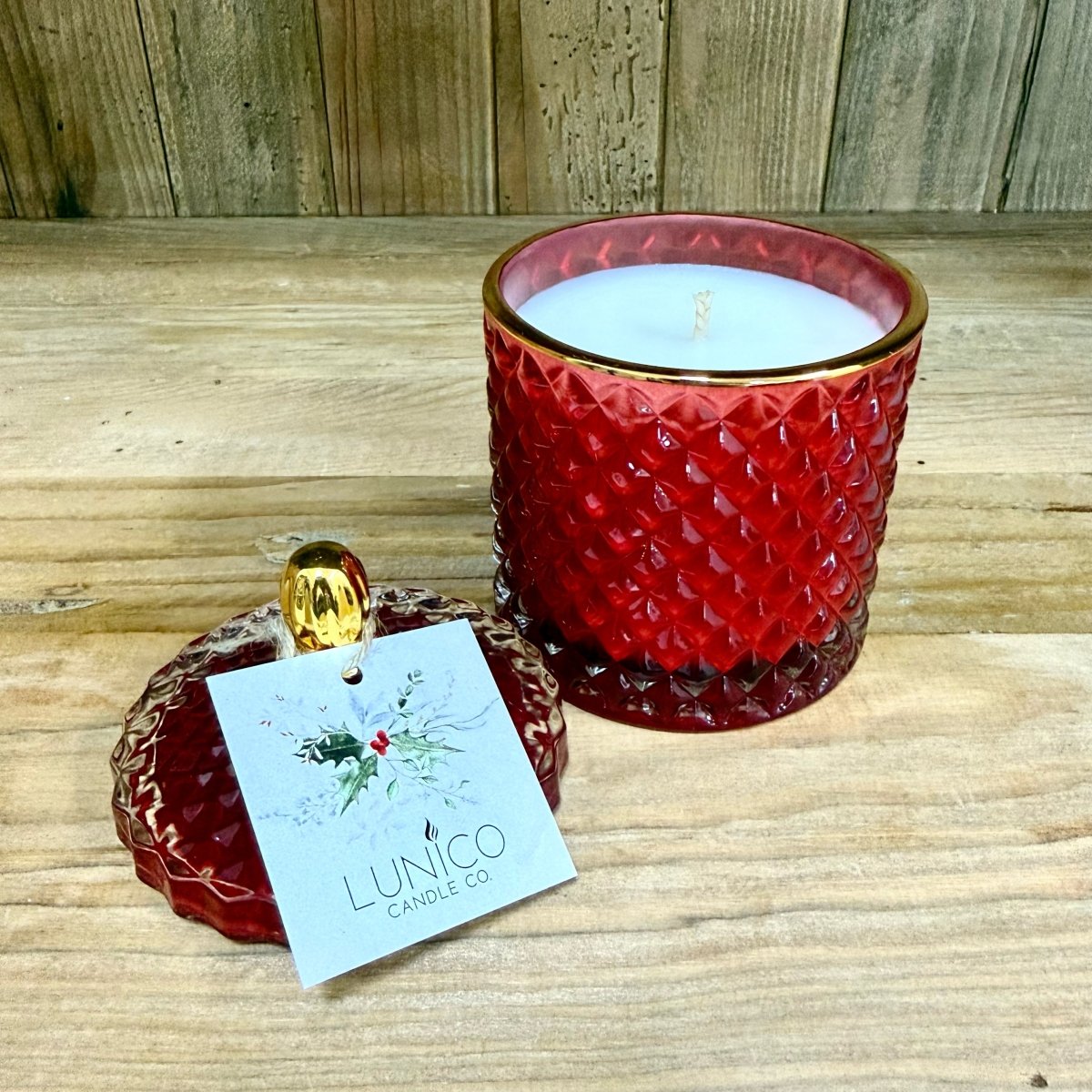 Christmas Pine Red & Gold - Lunico Candle Co.