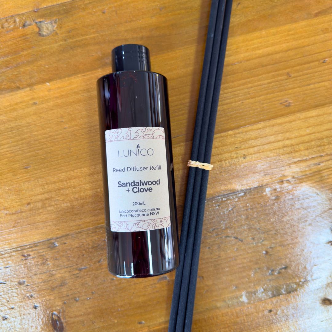 Sandalwood + Clove Reed Diffuser Refill - Lunico Candle Co.